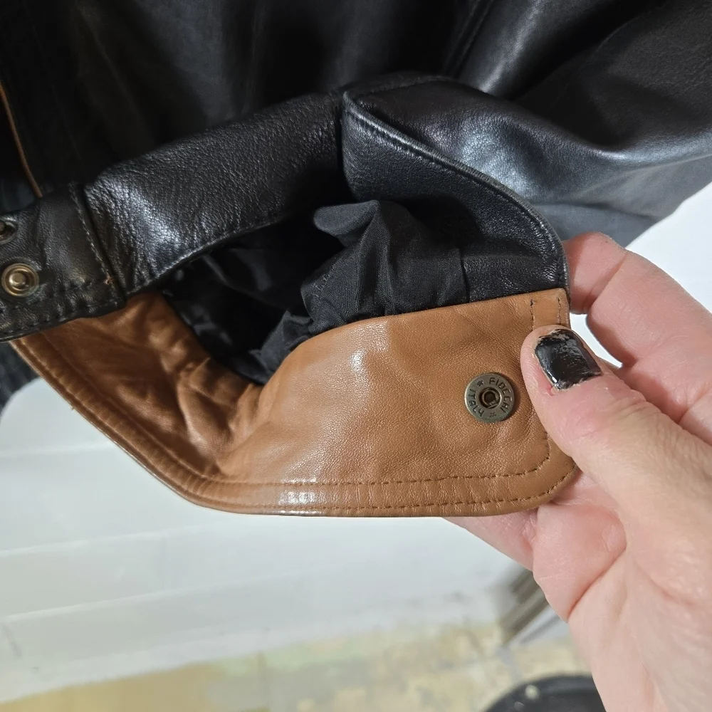 Vtg 90s Bally Black Leather European Italian Lambskin Leather Bomber Jacket